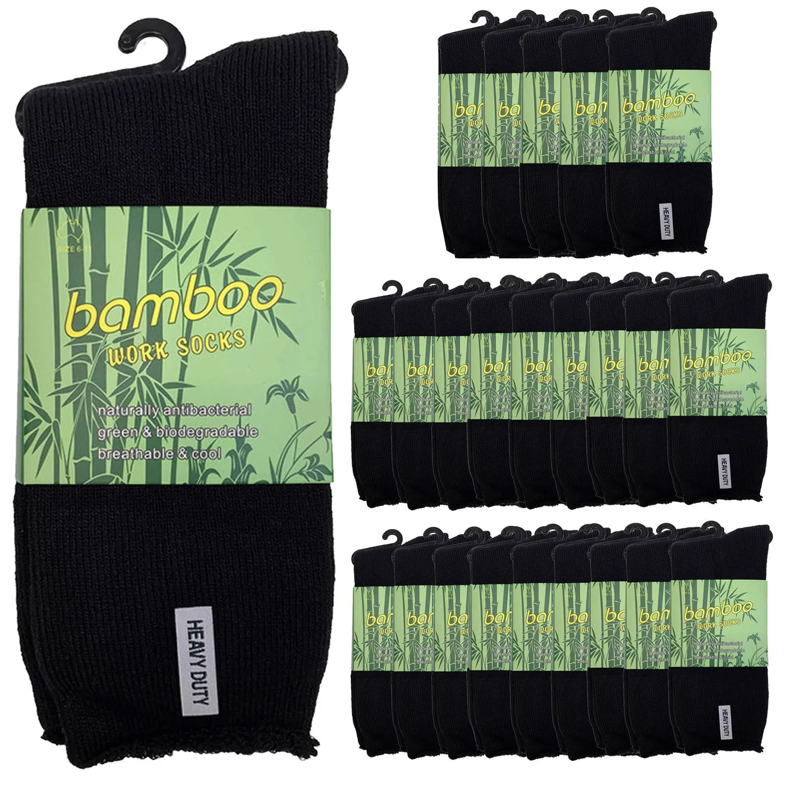 24 Pairs PREMIUM BAMBOO SOCKS Mens Heavy Duty Thick Work Socks Cushion BULK
