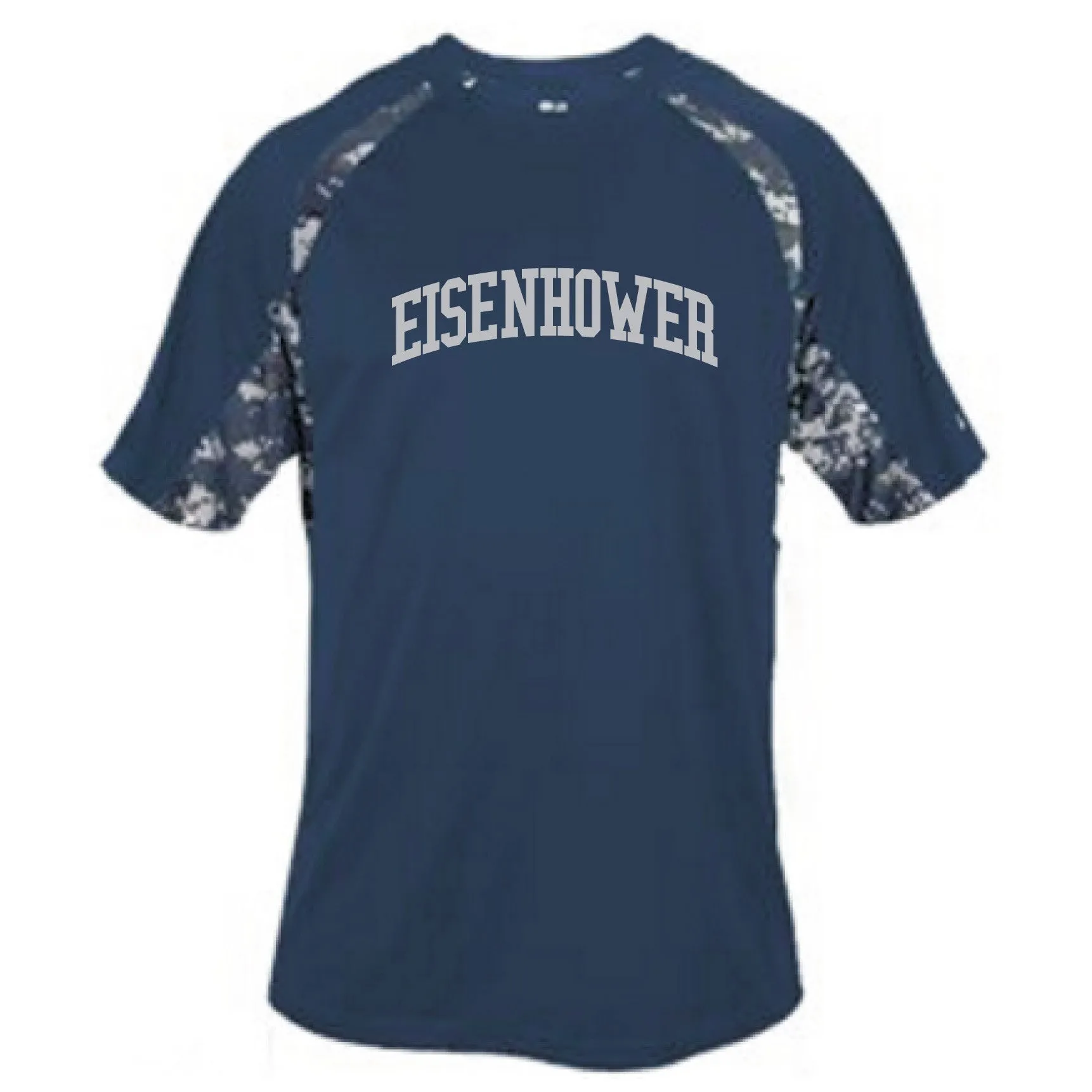 MOISTURE WICKING T-SHIRT / NAVY w/ DIGITAL CAMO TRIM